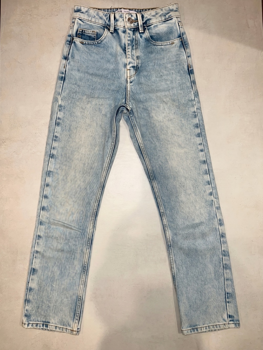 Zara 0 24 High Rise Straight Leg Blue Jeans Bootcut Crop